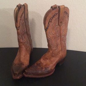 Tony Lama Women's Tan Santa Fe VF6003 Boots-Size 6